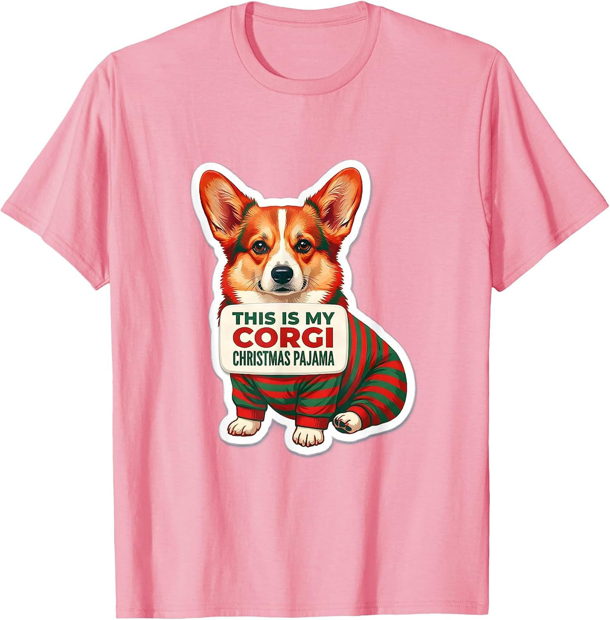 Men's This Is My Corgi Christmas Pajama Funny Dog Lover Ugly T-Shirt - Pink