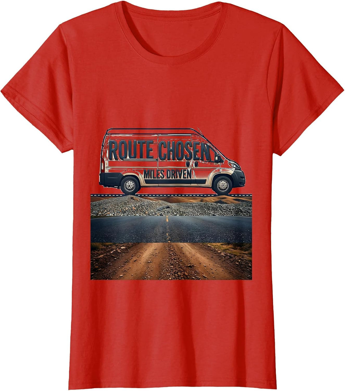 Route Chosen Miles Driven Van Life Nomad Retro Adventure T-Shirt - Red