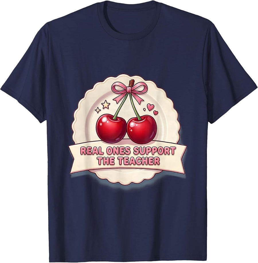 Real Ones Support The Teacher Paraprofessional T-Shirt - Navy Blue
