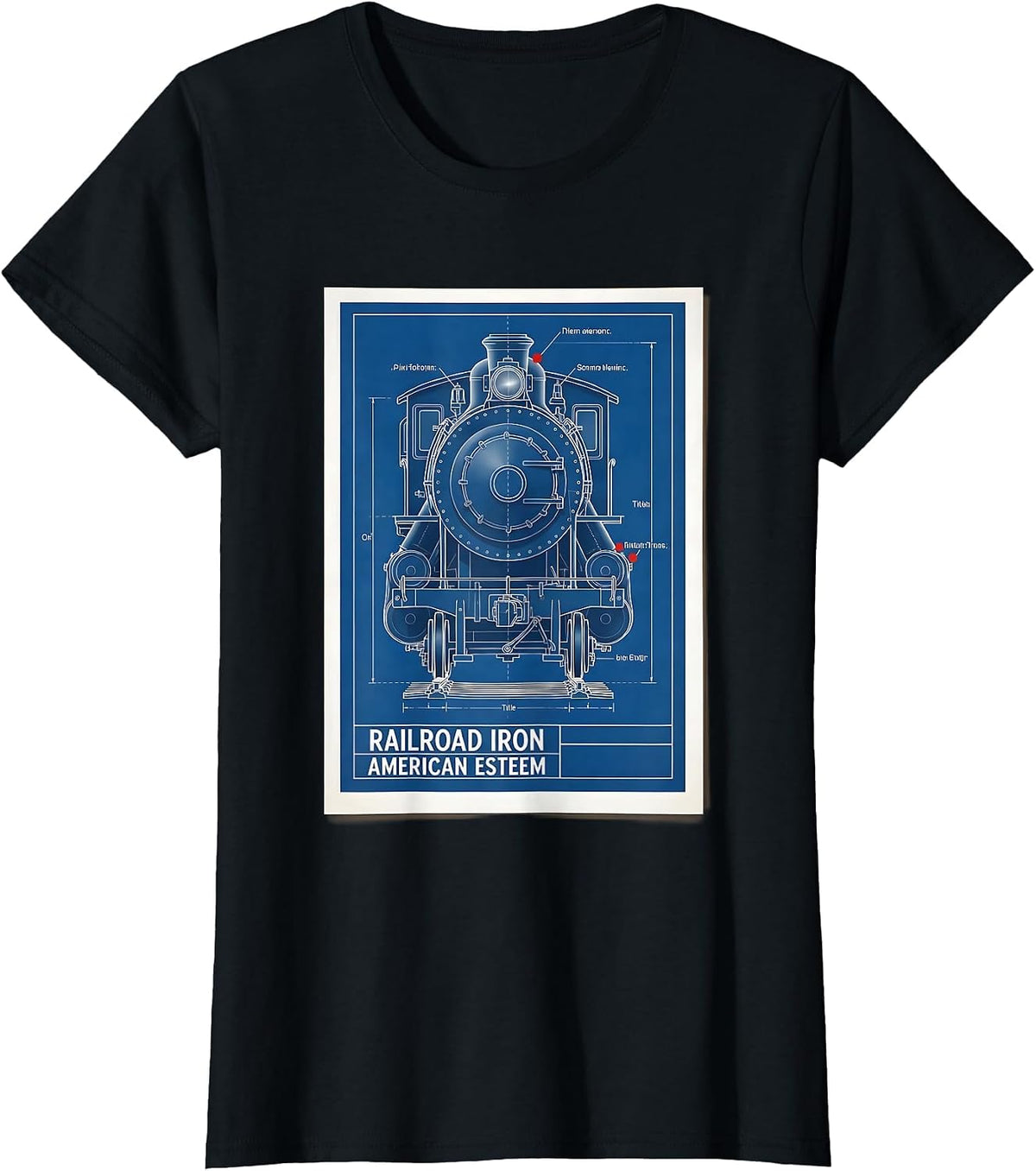 Railroad Iron, American Esteem Steam Locomotive Train T-Shirt - Black