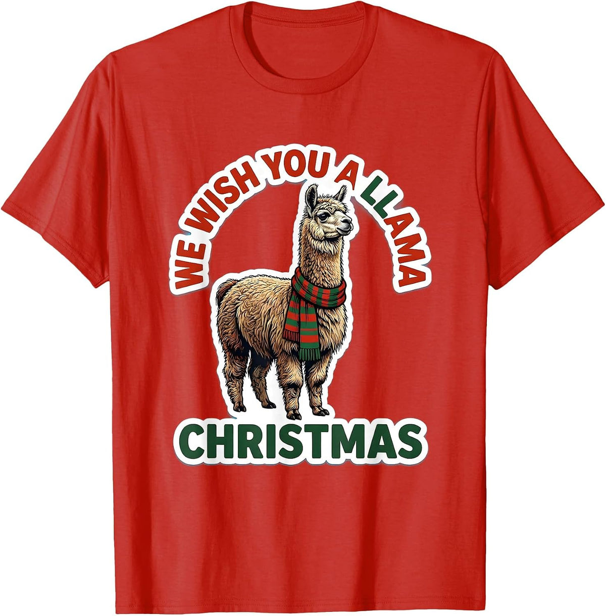 Men's We Wish You A Llama Christmas Funny Llama Lover Gift T-Shirt - Red