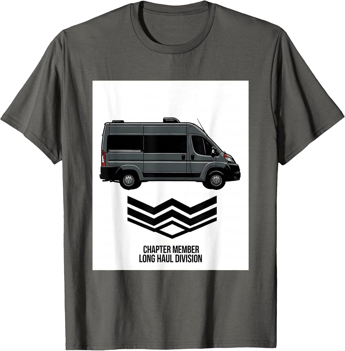 Men's Chapter Member Long Haul Division Retro Van Life Nomad Humor T-Shirt - Asphalt Grey