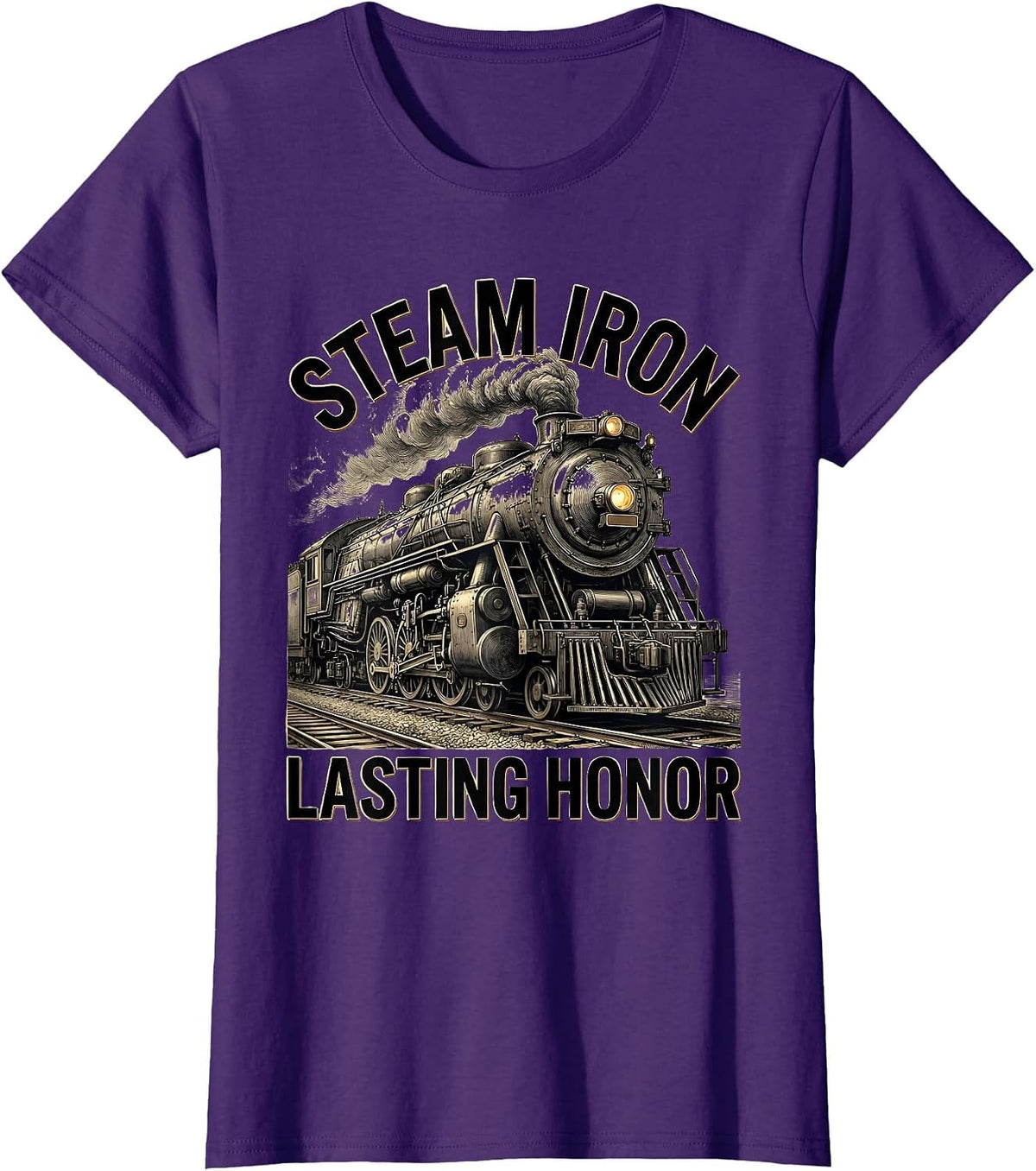 Women's Steam Iron Lasting Honor Big Boy 4014 Steam Locomotive Train T-Shirt - Purple