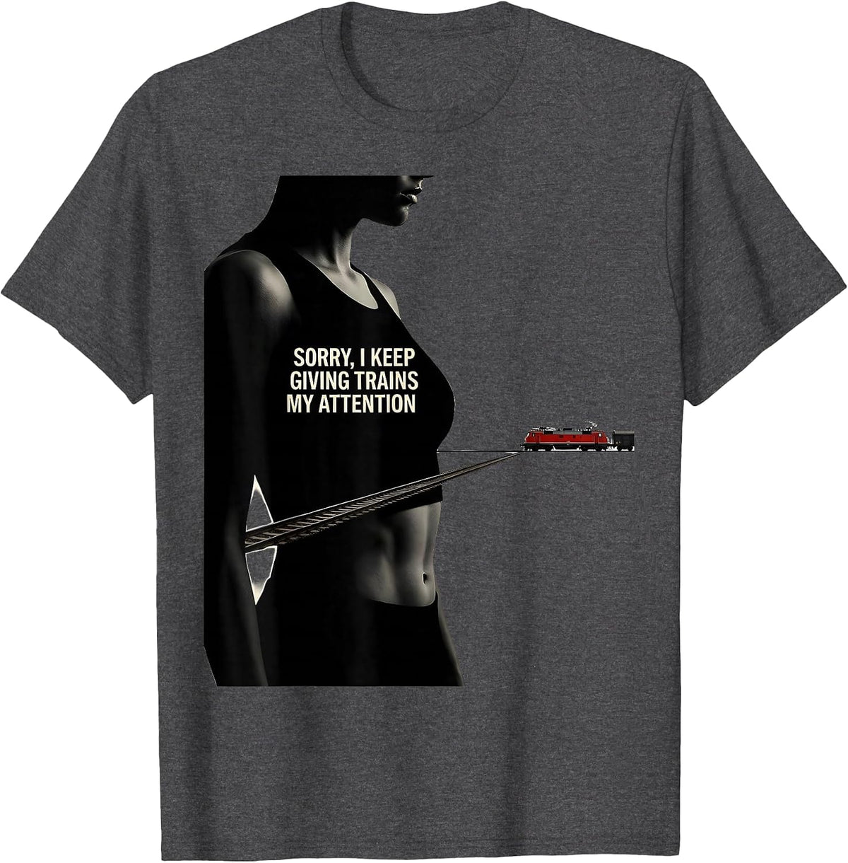 Men's Sorry, I Keep Giving Trains My Attention Train Enthusiast T-Shirt - Dark Heather Grey