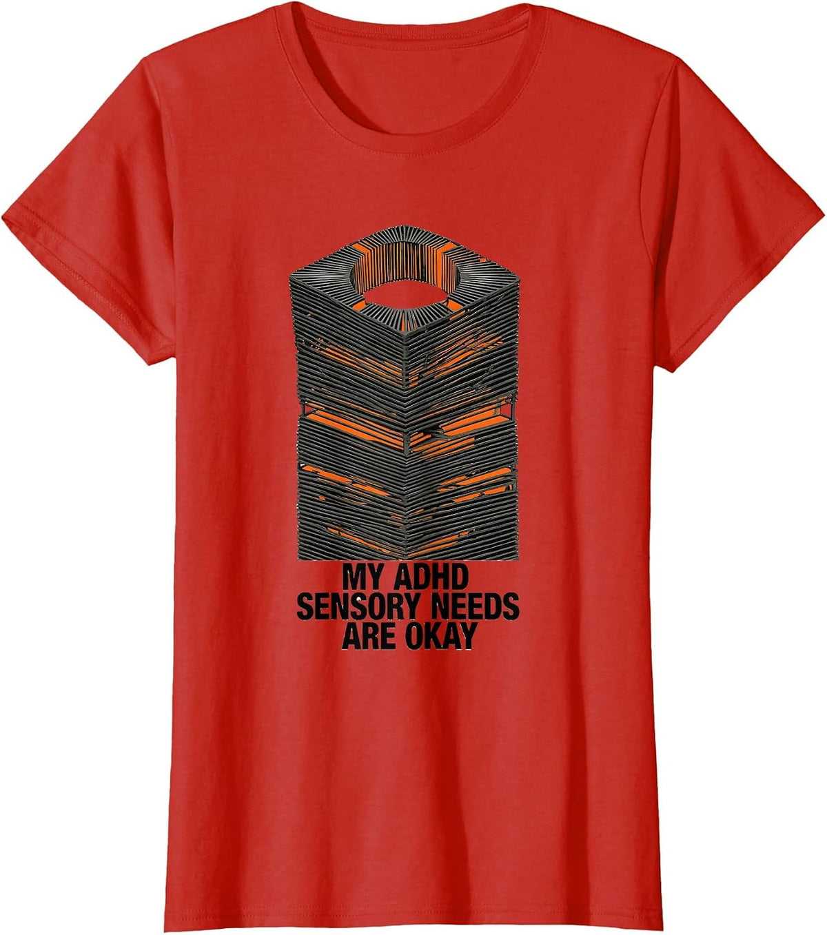 Women's My ADHD Sensory Needs Are Okay Stencil Graphic T-Shirt - Red