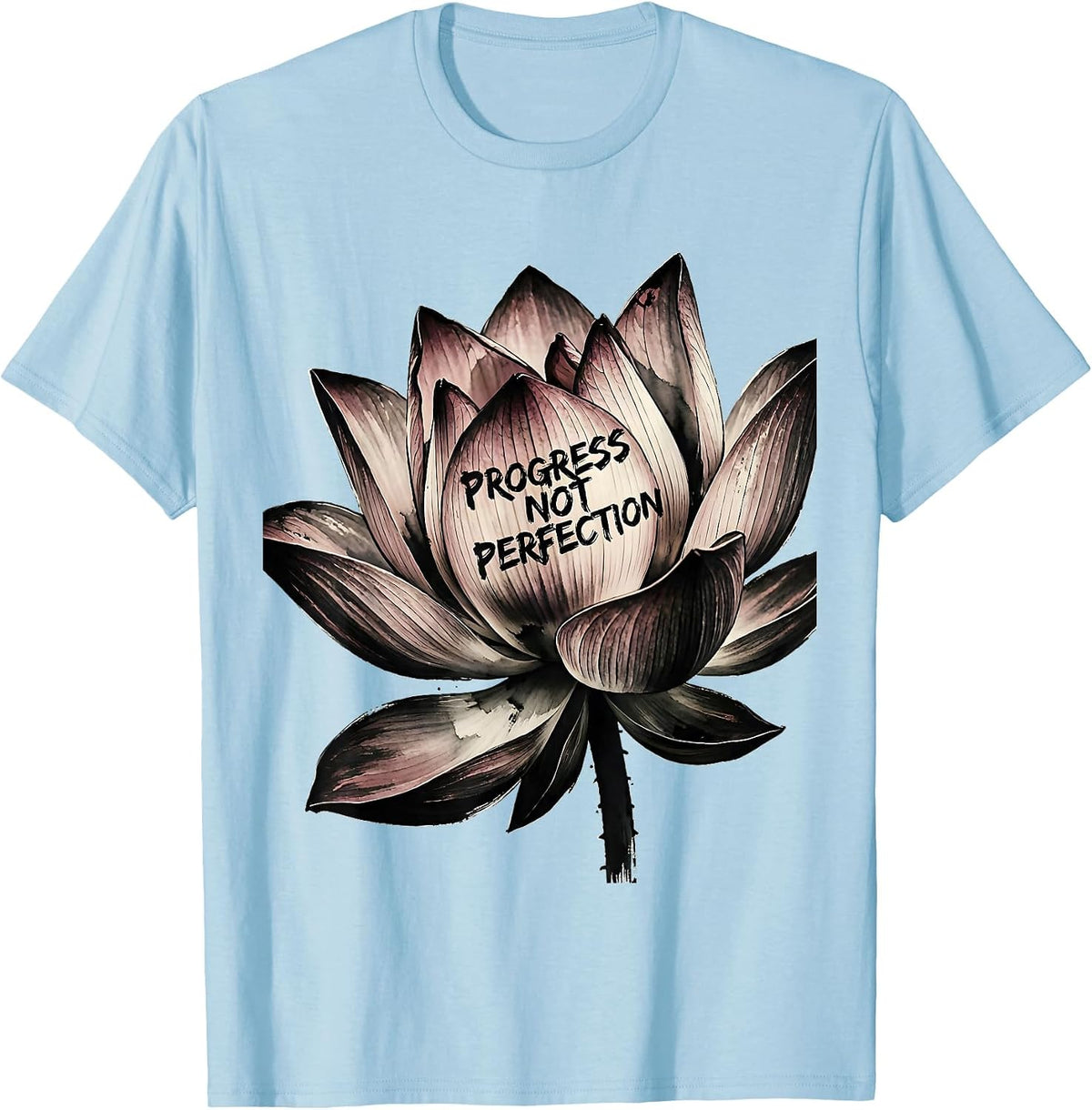 Men's Progress Not Perfection Mental Health Design T-Shirt - Baby Blue