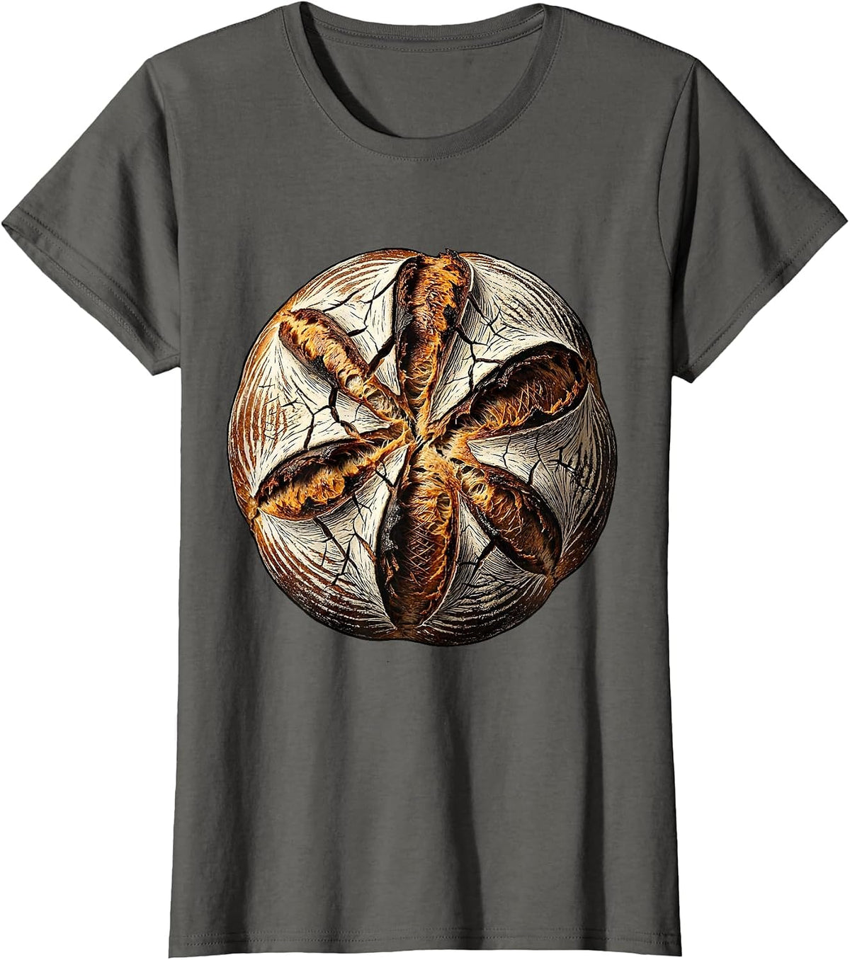 Women's Sourdough Era Scored Dough Oven Bloom Illustration T-Shirt - Asphalt Grey