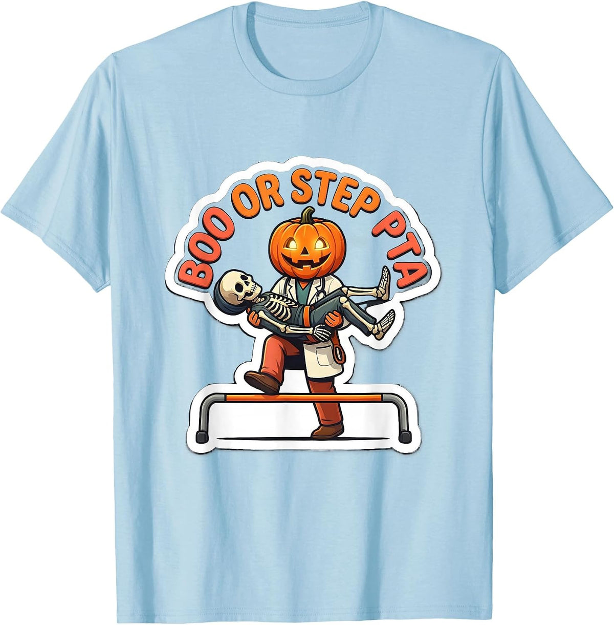 Men's Boo Or Step PTA Funny Physical Therapy Halloween T-Shirt - Baby Blue