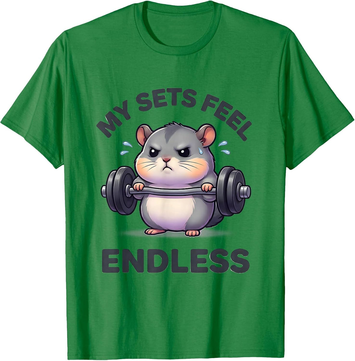 Men's My Sets Feel Endless Cute Kawaii Funny Gym Animal Workout T-Shirt - Kelly Green