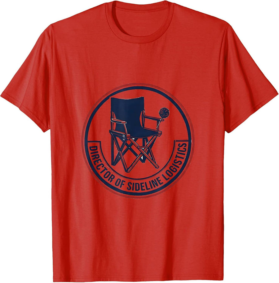 Men's Director of Sideline Logistics Cheer Mom Dad Game Day Spirit T-Shirt - Red