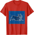 Men's Corgi Sploot Technical Blueprint Funny Corgi Lover T-Shirt - Red