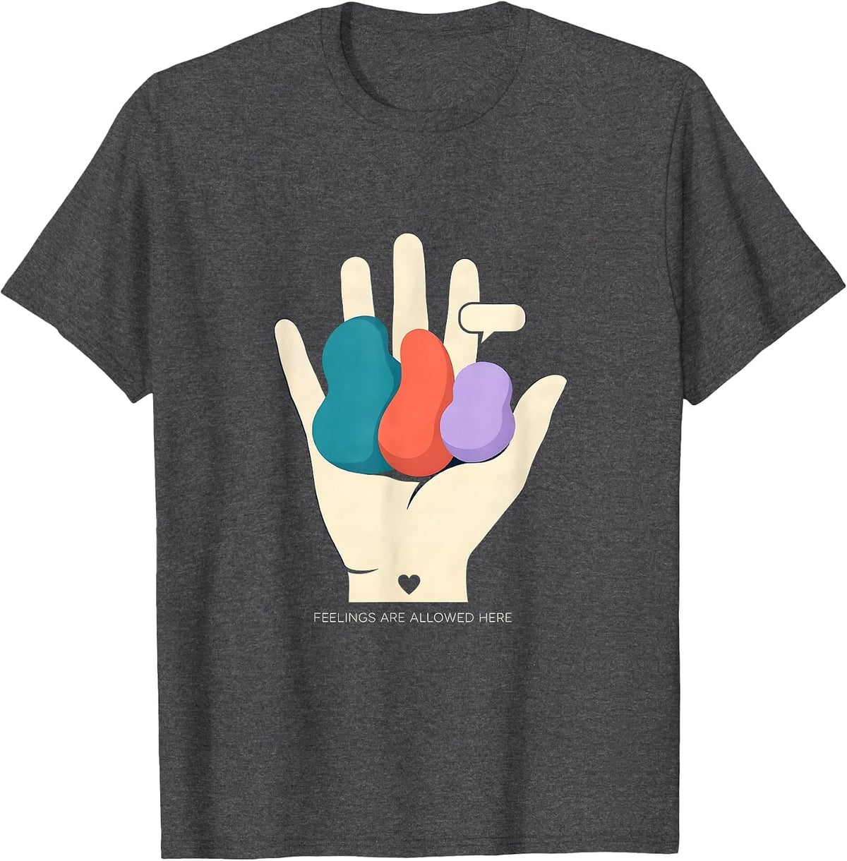 Feelings Are Allowed Here Inspirational Mental Health T-Shirt - Dark Heather Grey