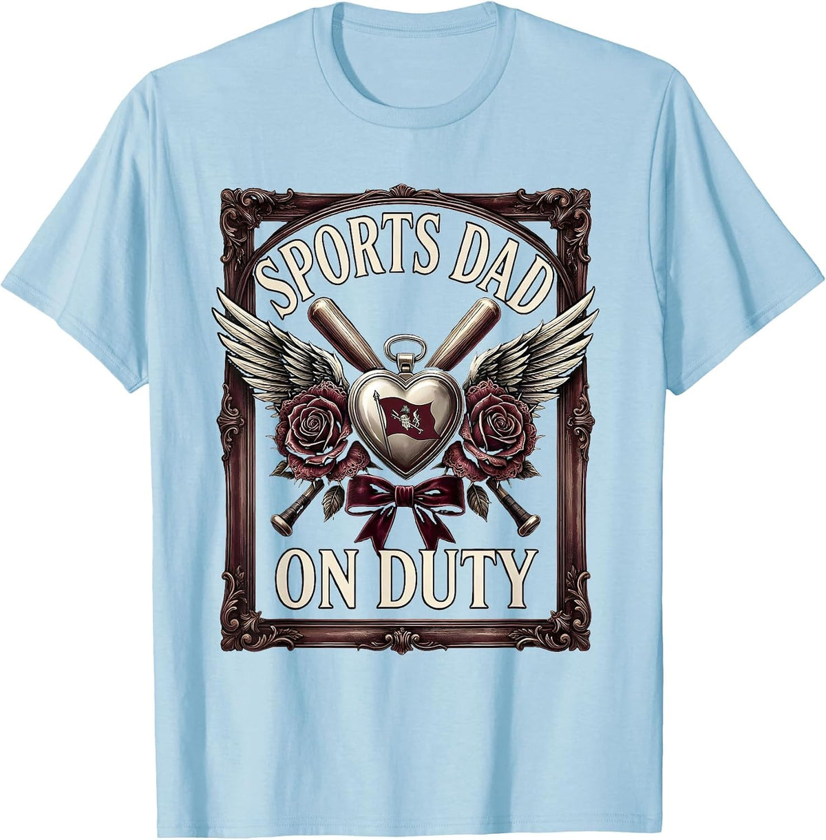 Men's Sports Dad On Duty Proud Fan Father Design T-Shirt - Baby Blue