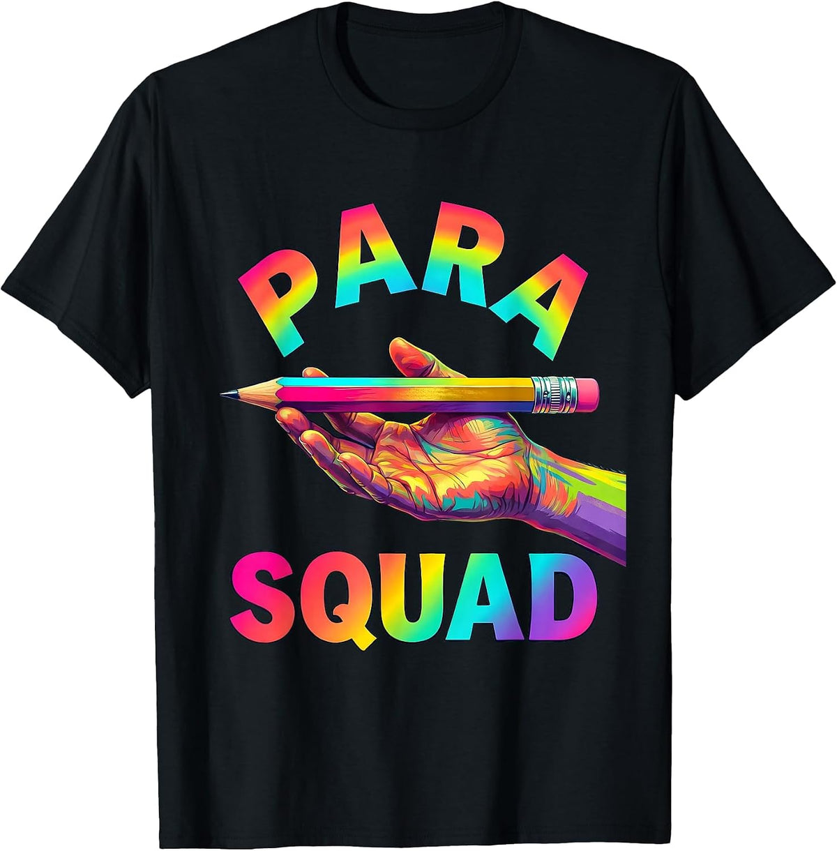 Men's Para Squad Colorful Paraprofessional School Aide Teacher T-Shirt - Black