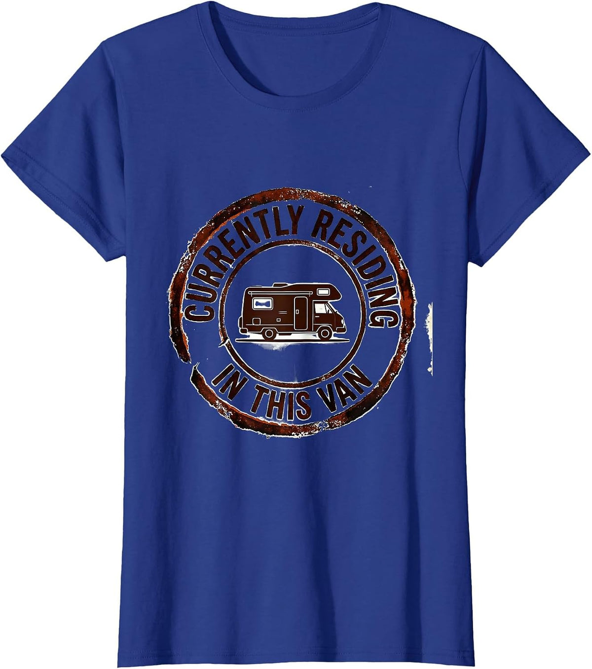 Women's Currently Residing In This Van Retro Van Life Nomads Camper T-Shirt - Royal Blue