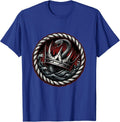Broken Crown Sinking In Dark Water Metal Design T-Shirt - Royal Blue