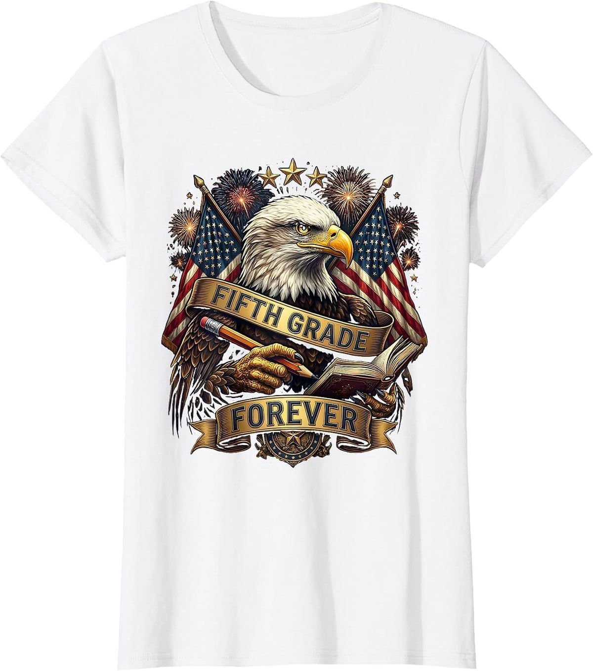 Fifth Grade Forever Teacher Pride Design T-Shirt - White