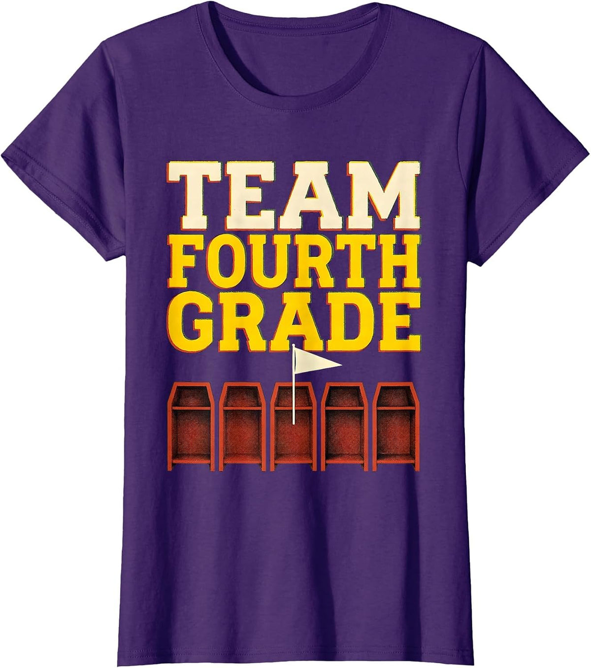 Women's Team Fourth Grade Screenprint Back To School Student Teacher T-Shirt - Purple