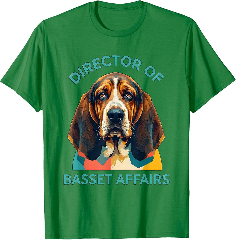 Men's Director Of Basset Affairs Funny Basset Hound Owner Gift T-Shirt - Kelly Green