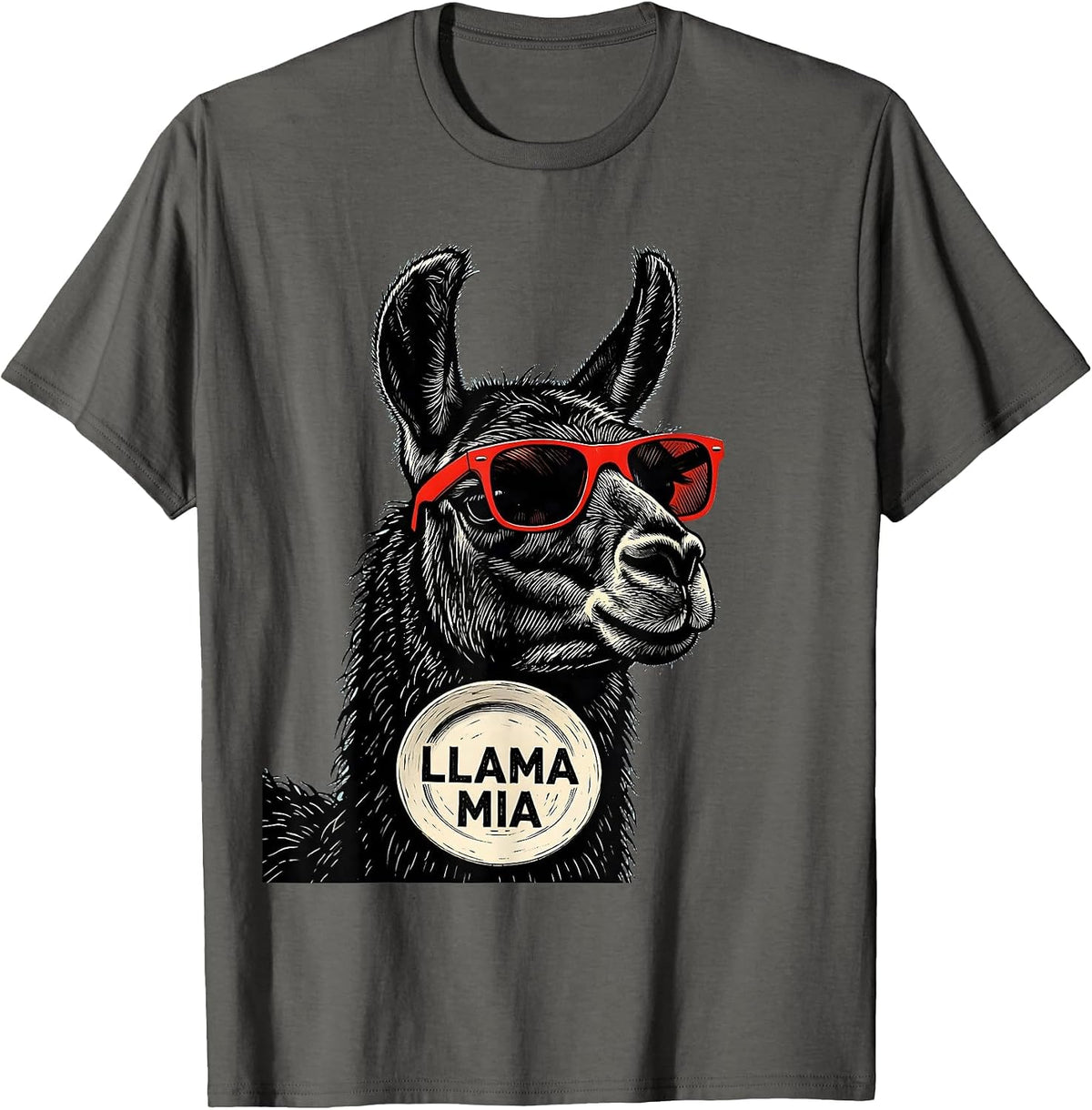 Llama Mia Funny Llama Sunglasses Animal Humor Gift T-Shirt - Asphalt Grey