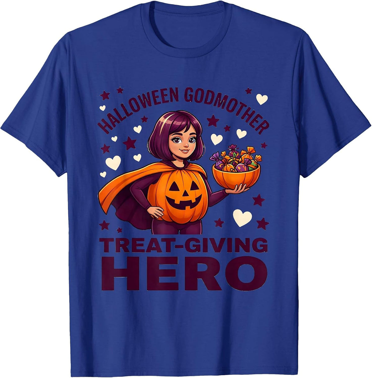 Halloween Godmother Treat-Giving Hero Cartoon Halloween T-Shirt - Royal Blue