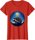 Women's Hedgehog Starry Night Van Gogh Animal Lover Art Parody T-Shirt - Red