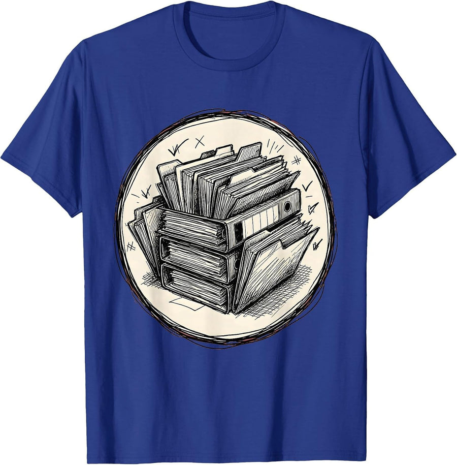 Paraprofessional Colorful Folders and Binders Graphic T-Shirt - Royal Blue