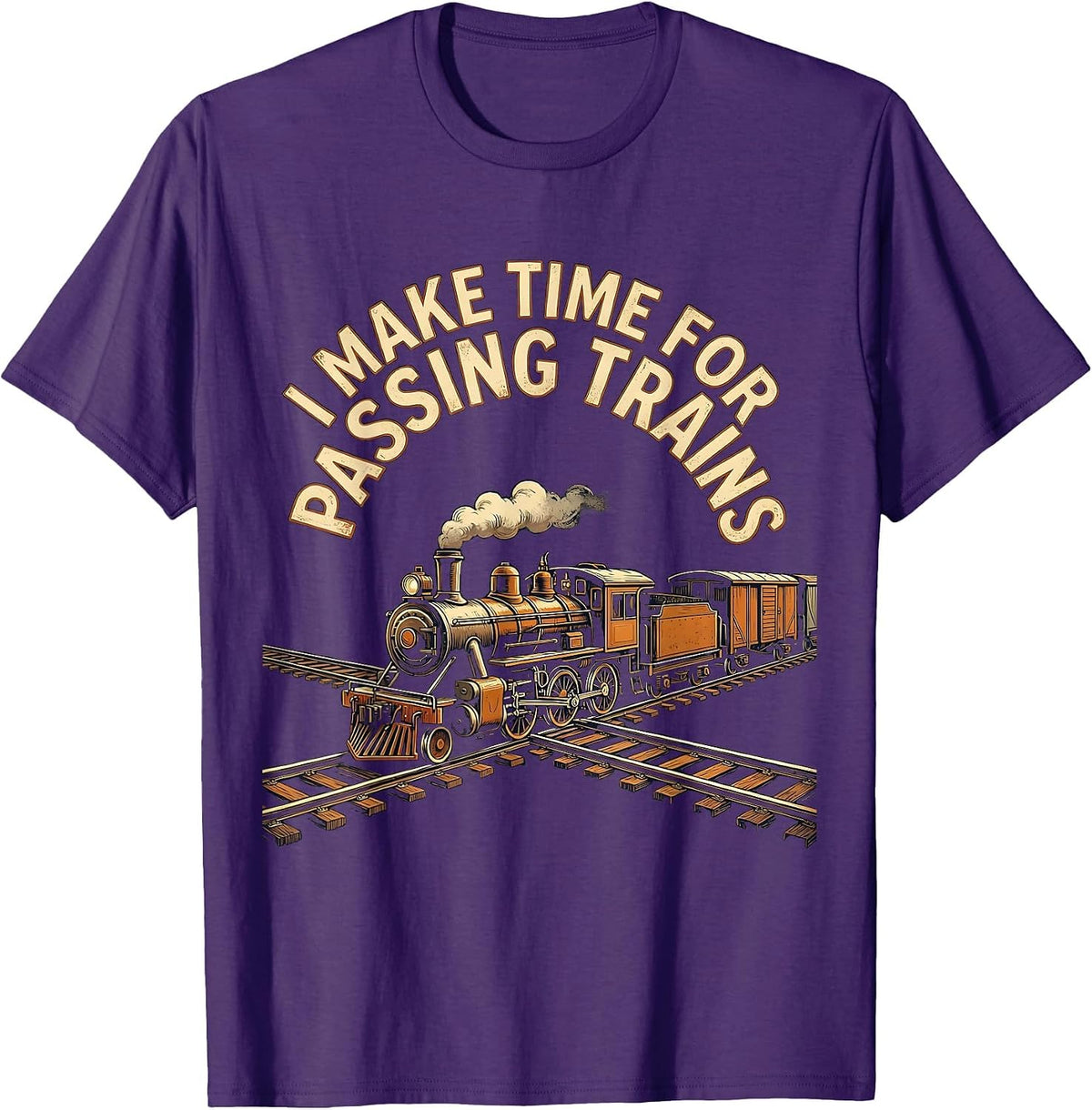 I Make Time For Passing Trains Vintage Train Enthusiast Gift T-Shirt - Purple