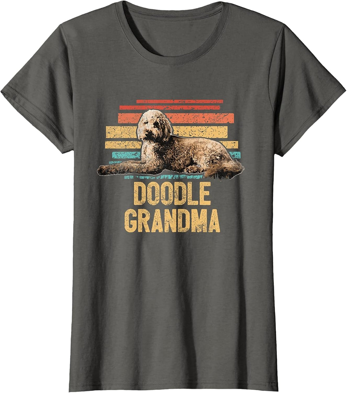 Retro Doodle Grandma Goldendoodle Dog Mom Cute Dog Lover T-Shirt - Asphalt Grey