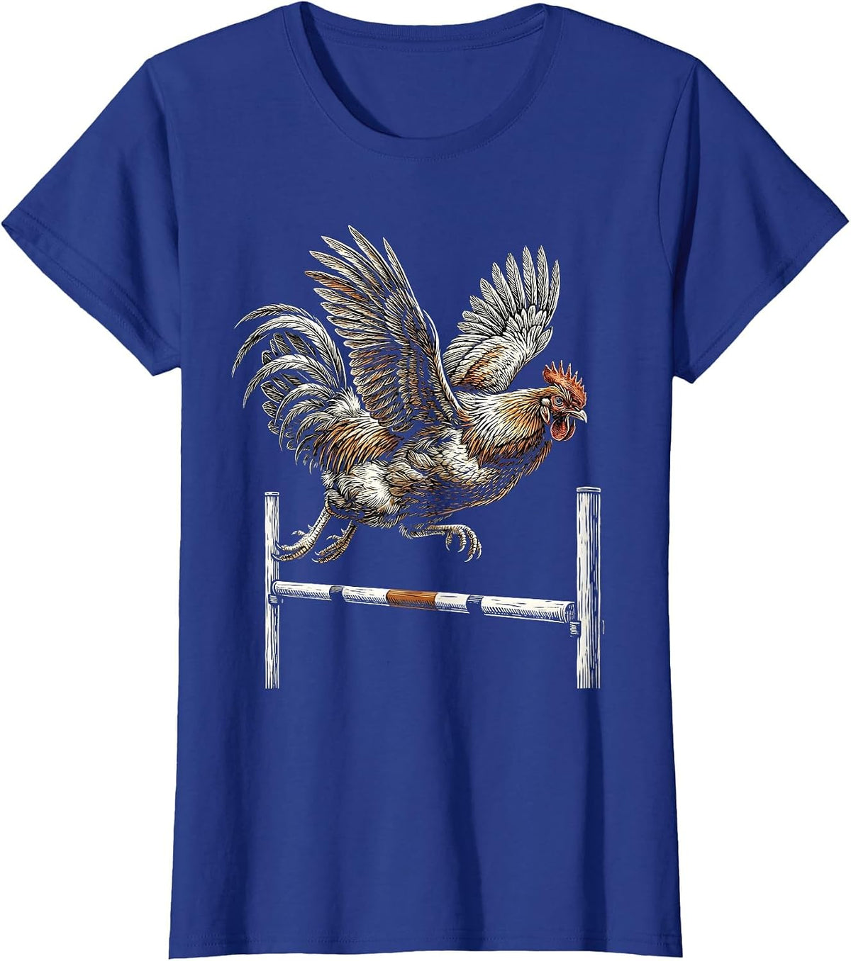 Women's Speedy Hen Hurdle Chicken Racing Graphic T-Shirt - Royal Blue