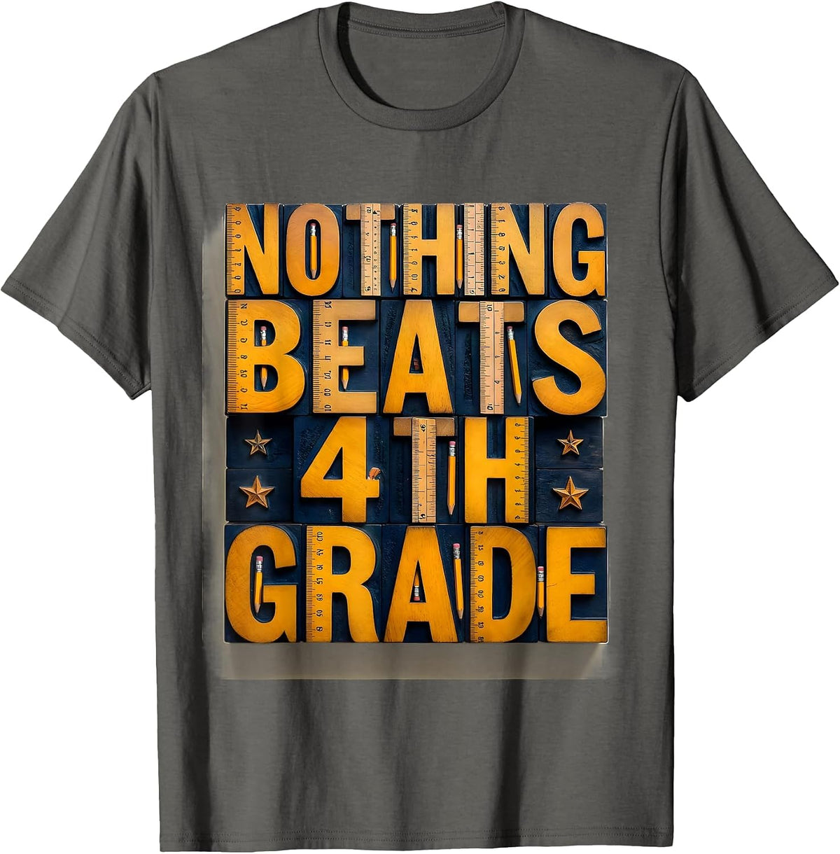 Nothing Beats 4th Grade Funny Back to School Teacher Kid T-Shirt - Asphalt Grey