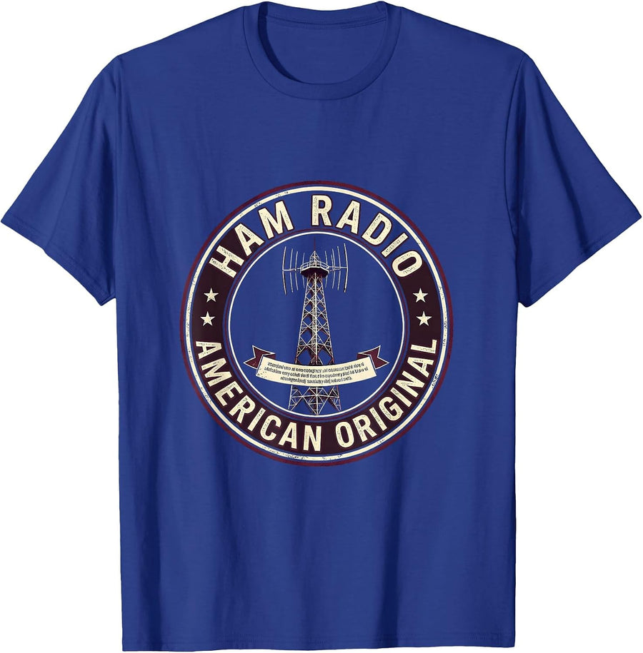 Ham Radio American Original Vintage Badge Design T-Shirt - Royal Blue