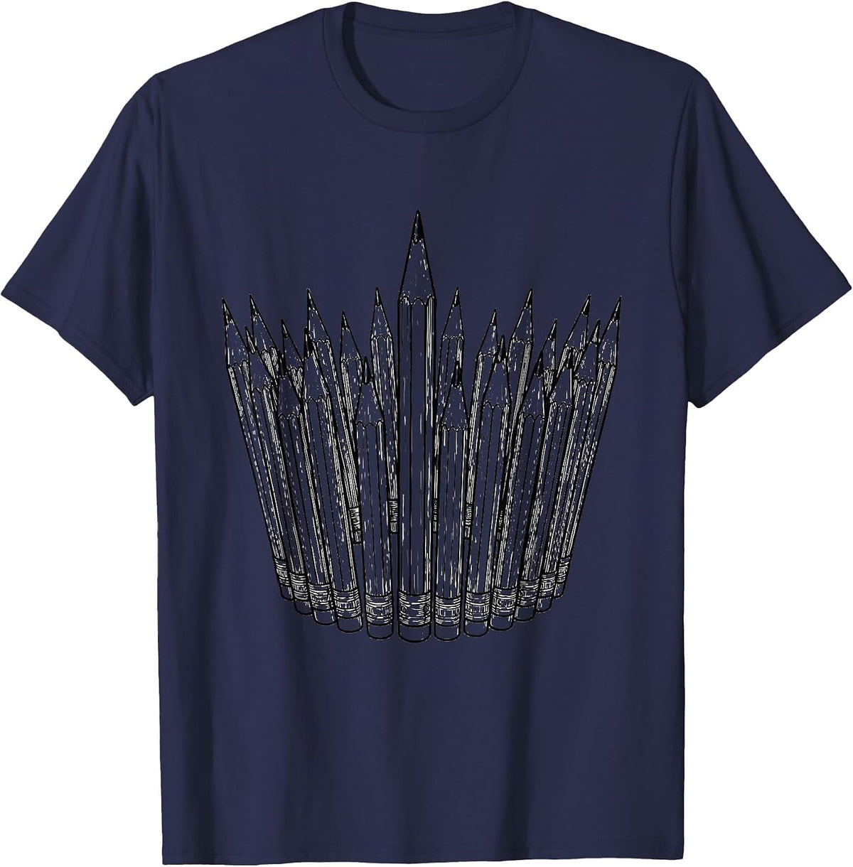 Paraprofessional Colored Pencil Crown Graphic T-Shirt - Navy Blue