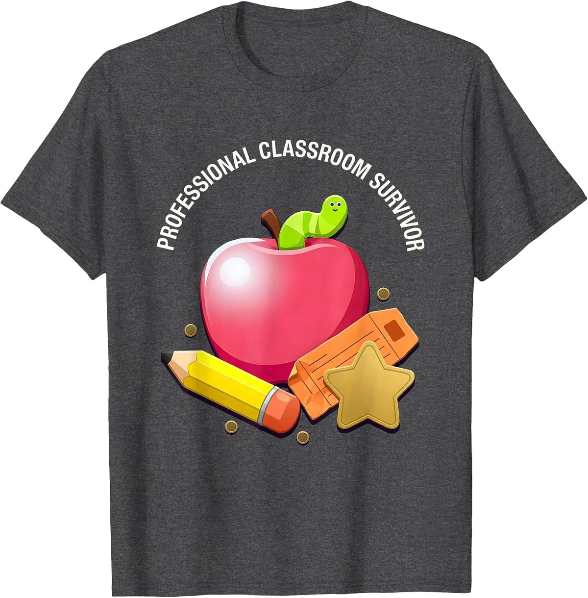 Professional Classroom Survivor Substitute Teacher T-Shirt - Dark Heather Grey