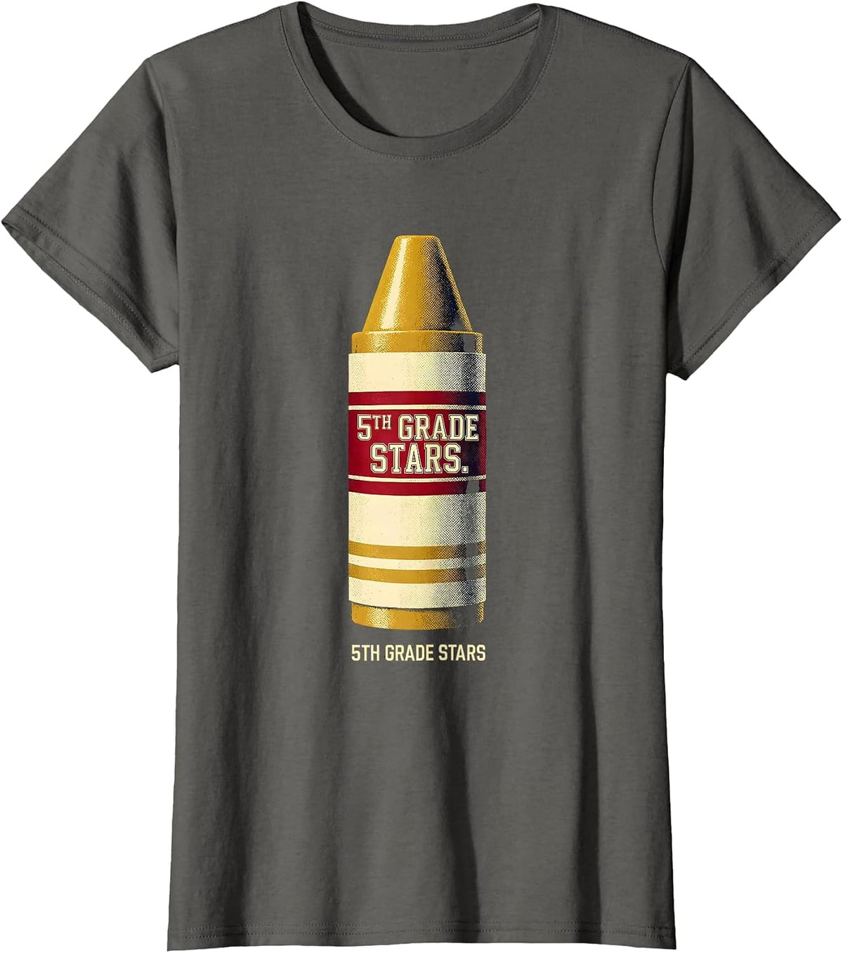Women's 5th Grade Stars Sports Team Teacher Back To School Crew T-Shirt - Asphalt Grey