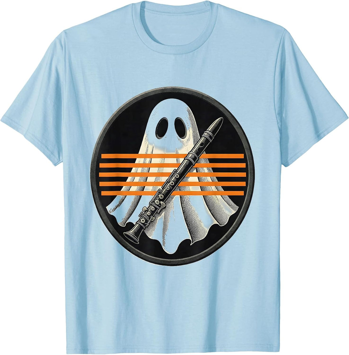 Men's Ghost Musician Teacher Halloween Band Costume T-Shirt - Baby Blue
