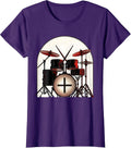Geometric Drum Kit Church Arch Christian Musician Worship T-Shirt, Women, Purple, Large - As Pictured