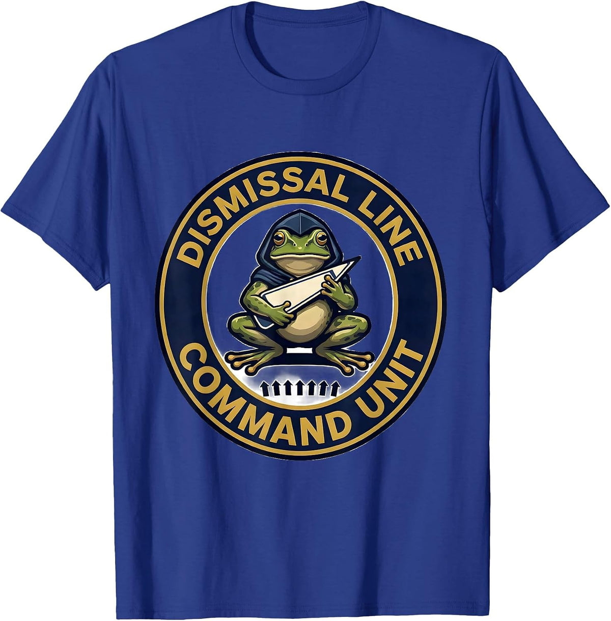 Dismissal Line Command Unit Funny Teacher Frog Back T-Shirt - Royal Blue