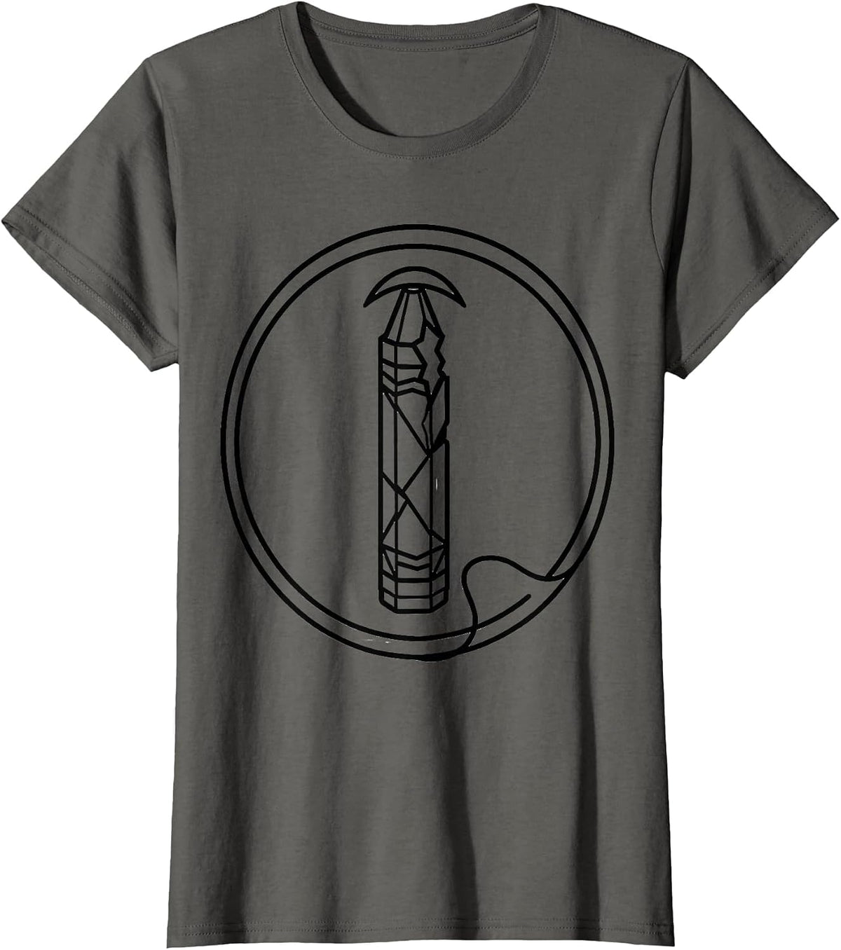 Women's Broken Crayon Line Art Mental Health Awareness Support T-Shirt - Asphalt Grey