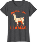 Women's Jingle All The Llamas Funny Llama Christmas Animal Lover T-Shirt - Dark Heather Grey