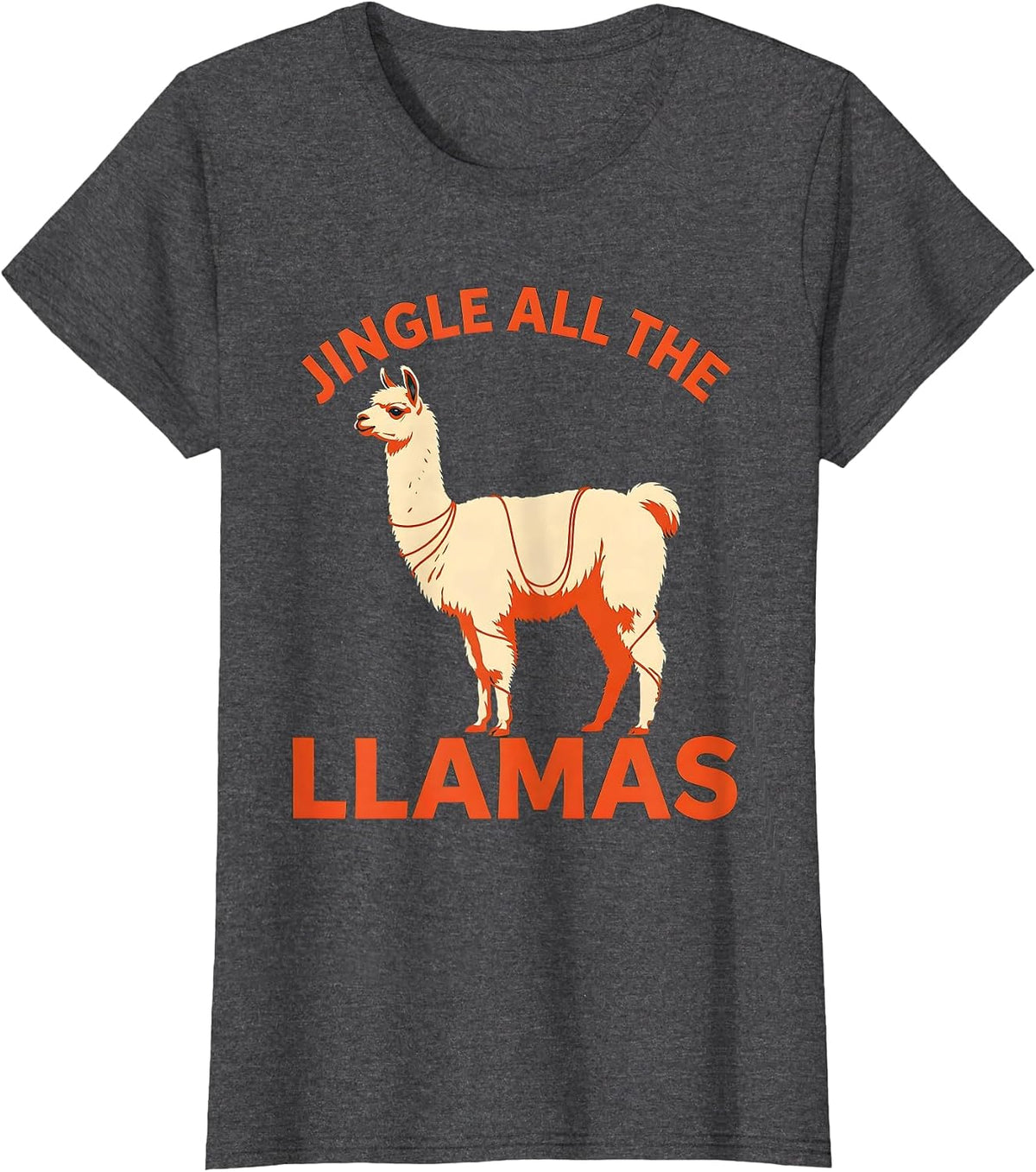 Women's Jingle All The Llamas Funny Llama Christmas Animal Lover T-Shirt - Dark Heather Grey