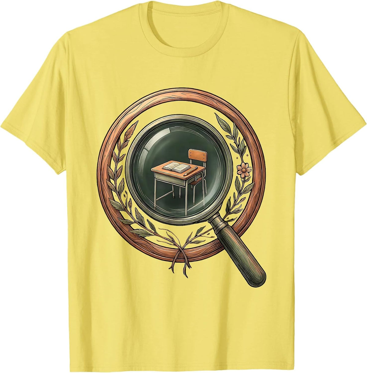 Men's 5th Grade Teacher Magnifying Glass Classroom Gift T-Shirt - Lemon Yellow
