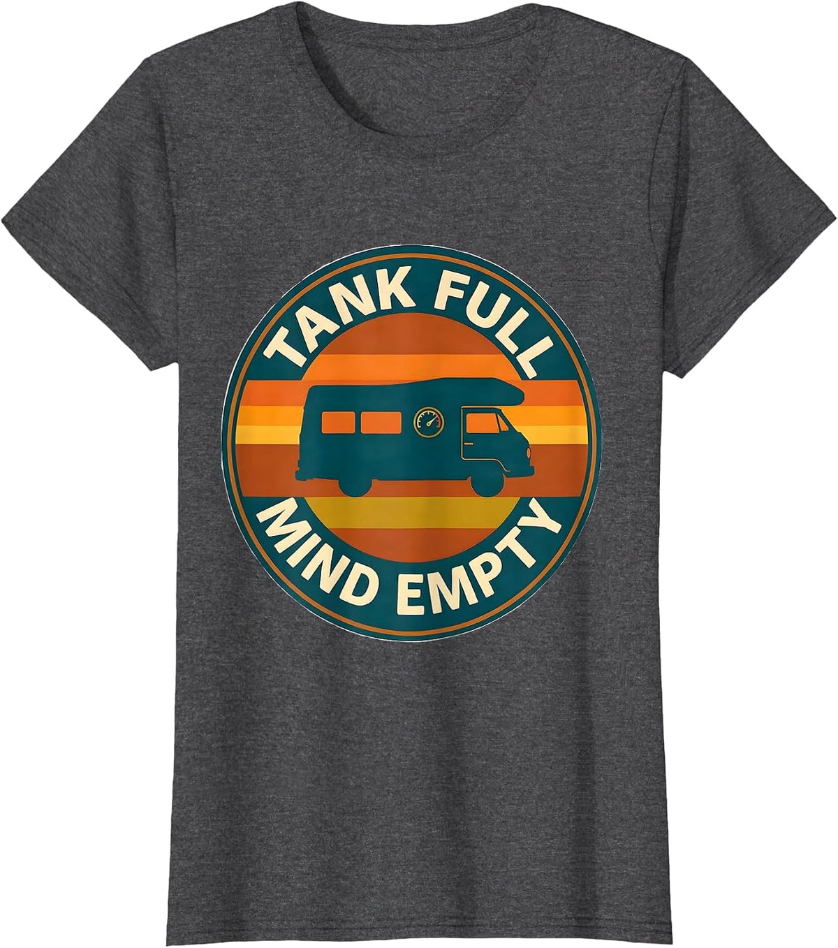 Women's Tank Full Mind Empty Retro Van Life Nomads Van Dwellers T-Shirt - Dark Heather Grey