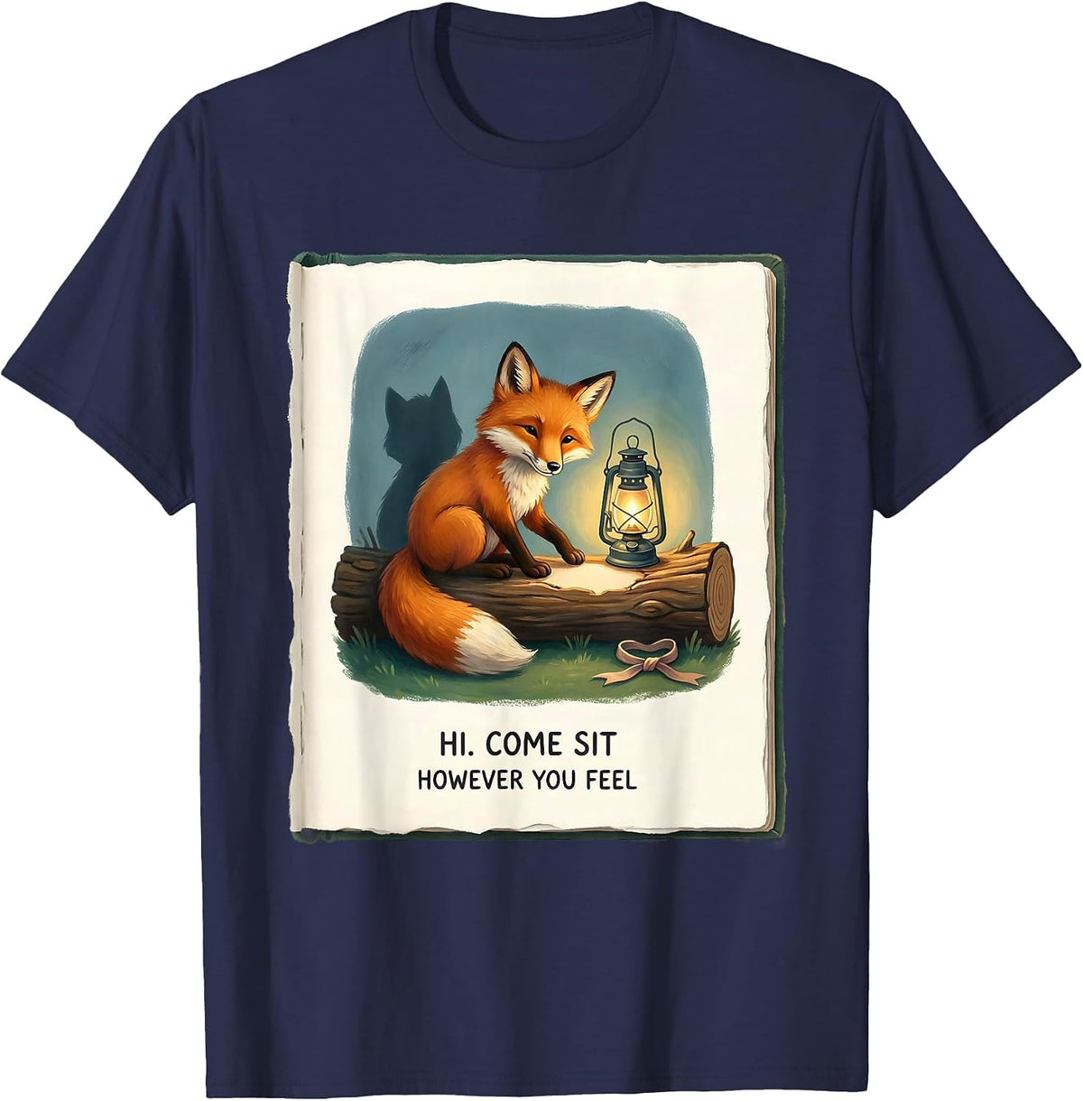 Hi Come Sit However You Feel Inspirational Mental Health T-Shirt - Navy Blue