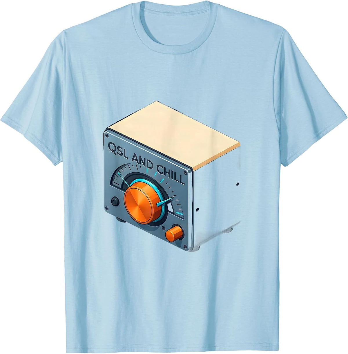 Men's QSL And Chill Funny Ham Radio Operator Amateur Radio Humor T-Shirt - Baby Blue