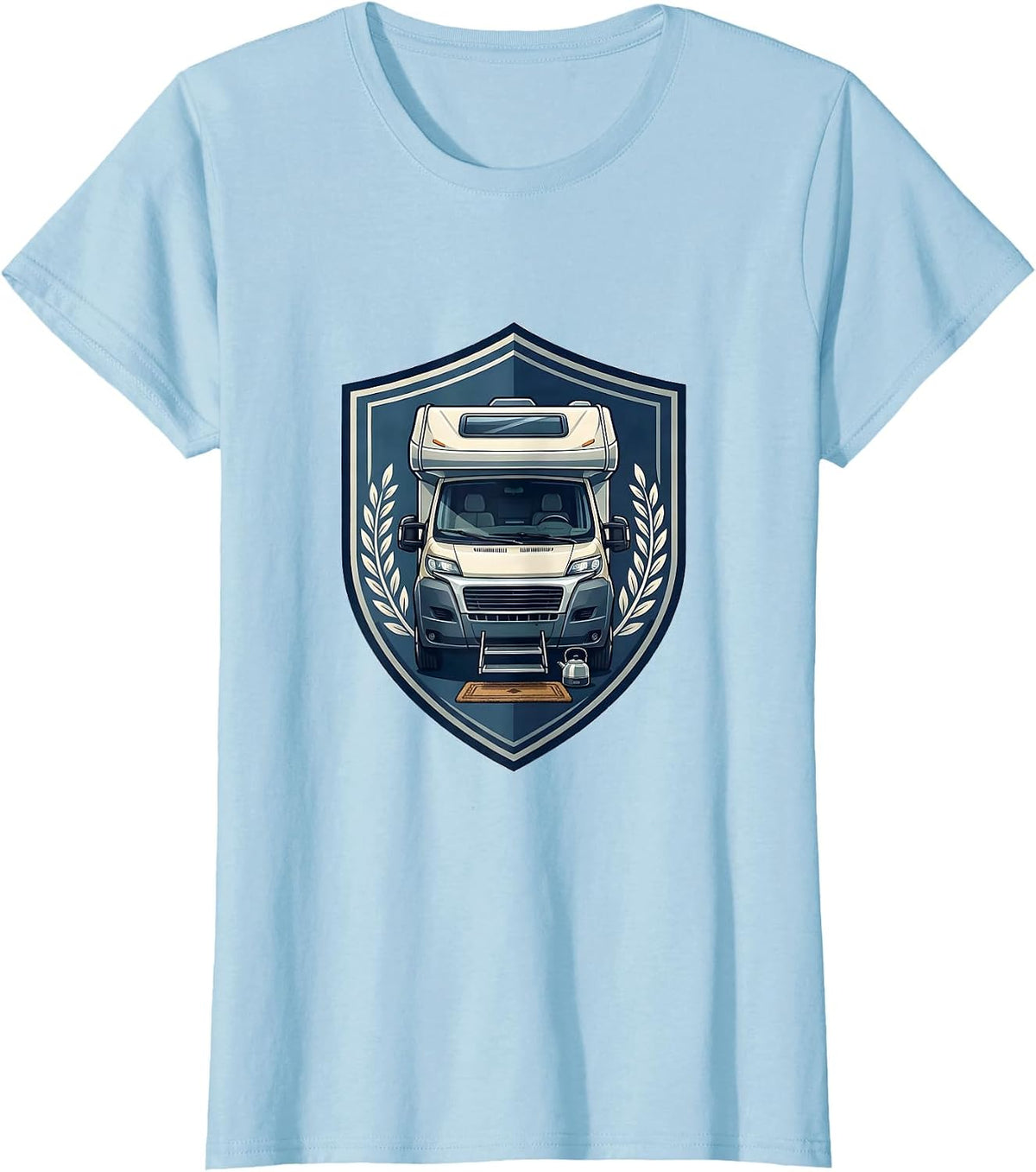 Camper Van Emblem Vintage Van Life Traveler T-Shirt - Baby Blue