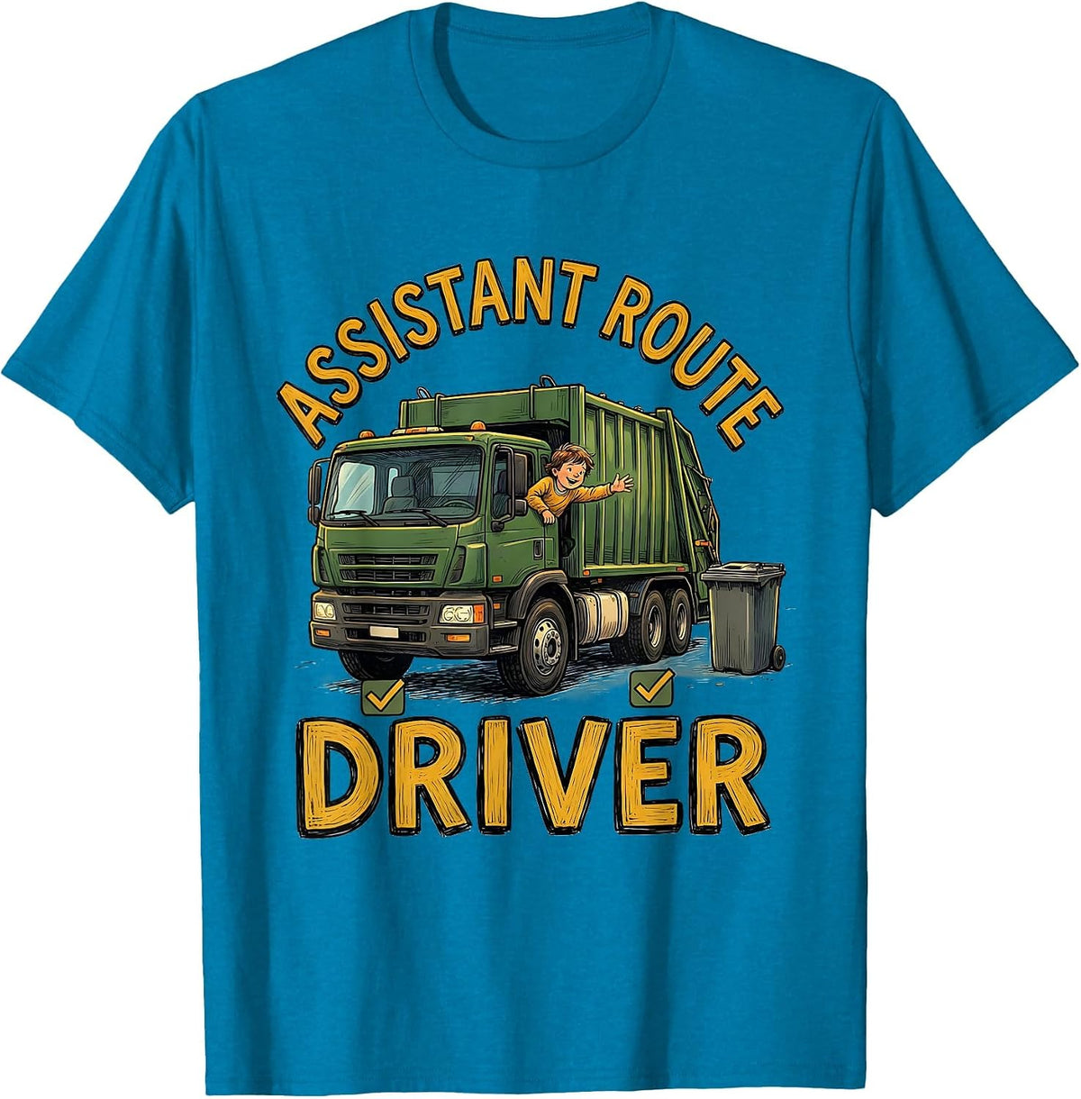 Assistant Route Driver Funny Toddler Garbage Truck Recycling T-Shirt - Sapphire Blue