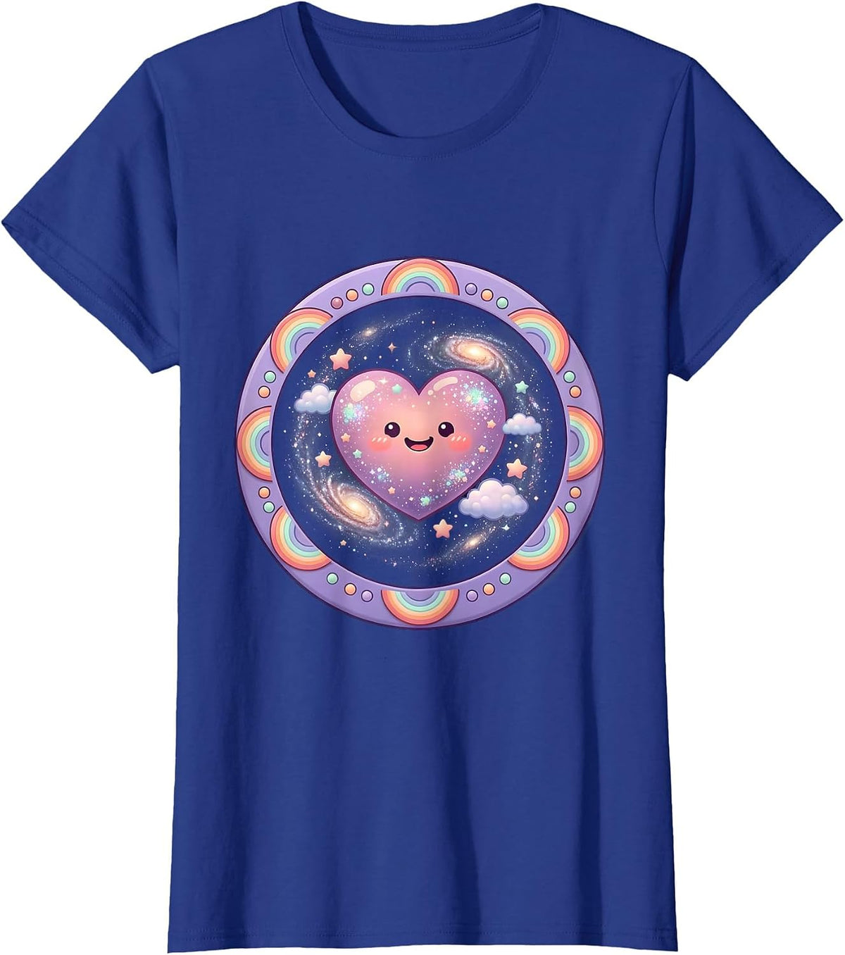 Women's Heart-Shaped Galaxy Pride Swirl Illustration T-Shirt - Royal Blue