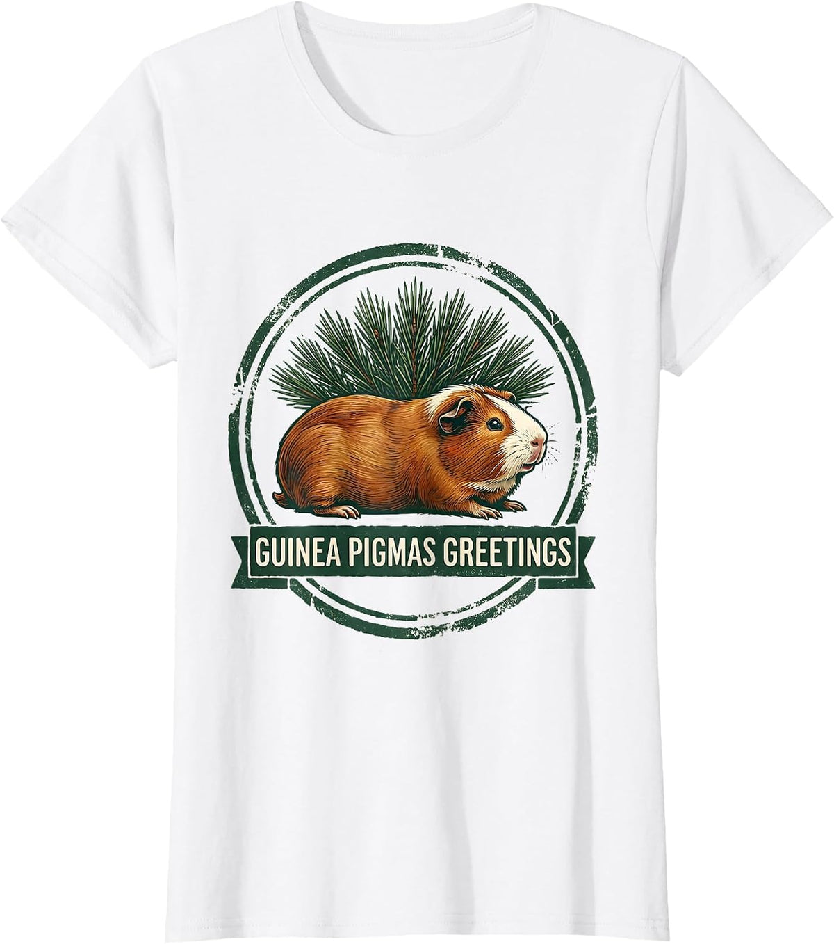 Women's Guinea Pigmas Greetings Rubber Stamp Funny Guinea Pig T-Shirt - White