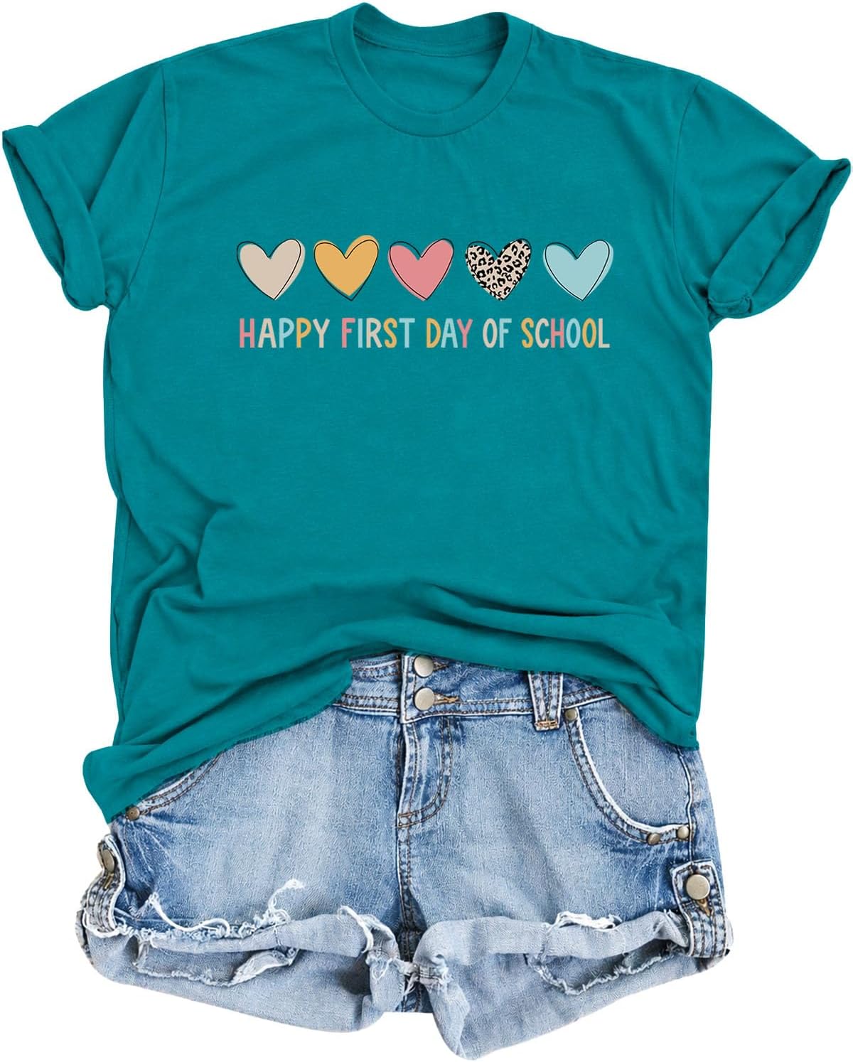 Teacher Shirts for Women Happy First Day of School Shirts Teacher Tshirts - Greenh